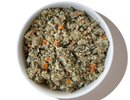 Bowl of fresh cat food. Dehydrated cat food from the honest kitchen.