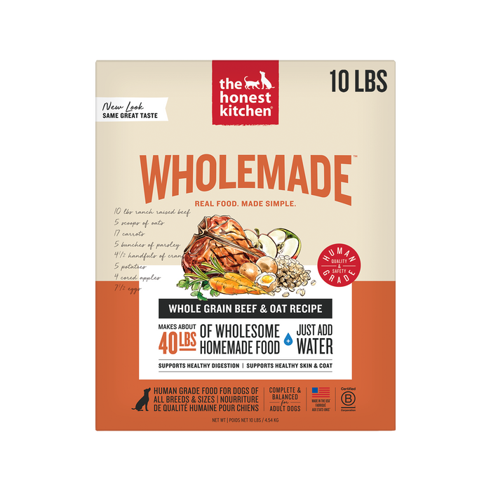 Wholemade Dehydrated Dog Food from The Honest Kitchen Whole Grain Beef & Oat Recipe ::10-lb