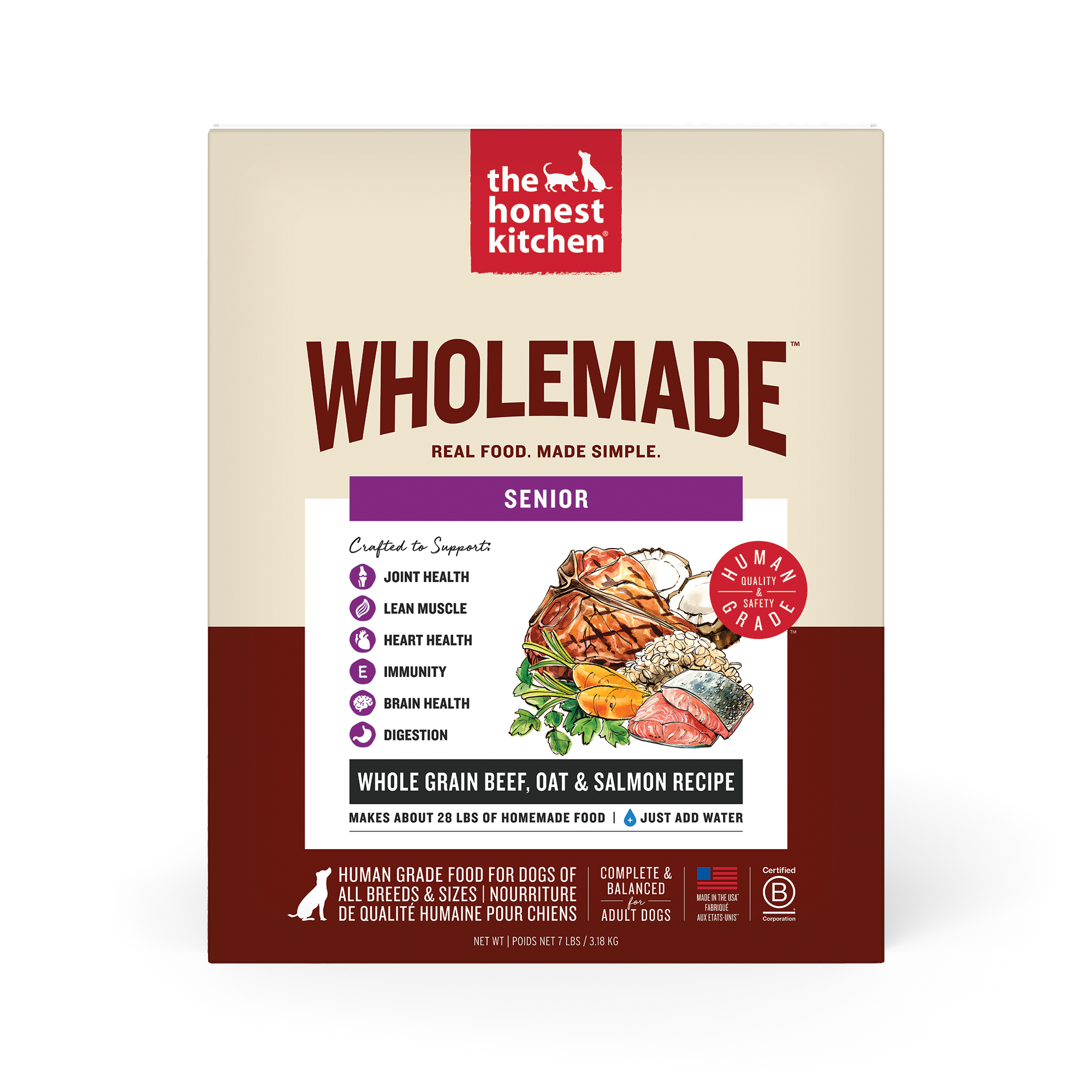 Wholemade Whole Grain Beef, Oat & Salmon Dehydrated Senior Dog Food