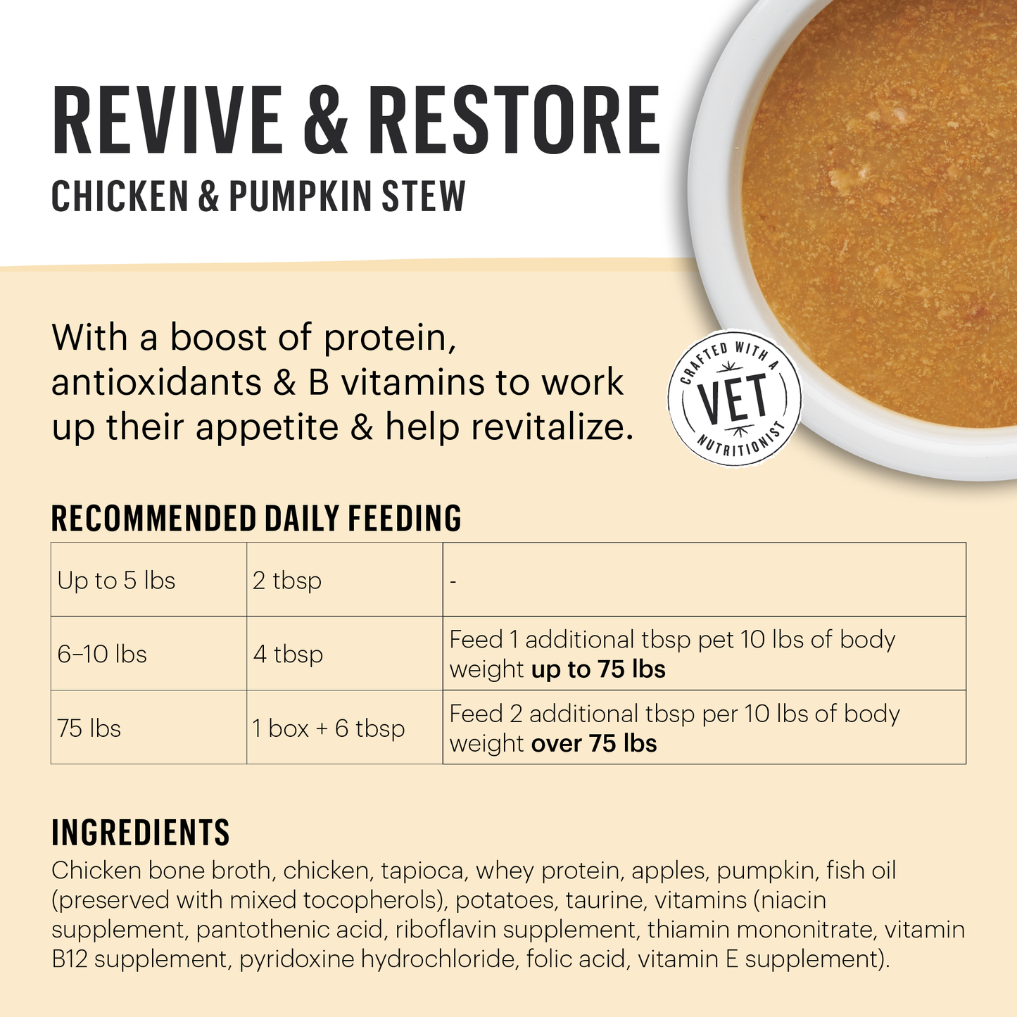 Functional Pour Overs:  Revive & Restore - Chicken & Pumpkin Stew