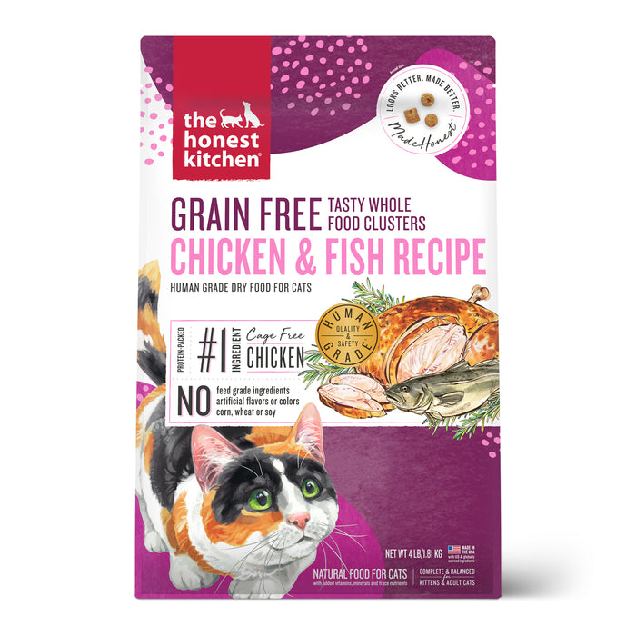 Chicken & Fish Whole Food Clusters Dry Cat Food from The Honest Kitchen