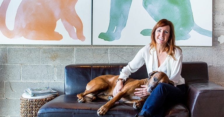 Lucy Postins with her dog