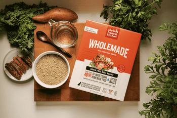 human grade dog food on counter