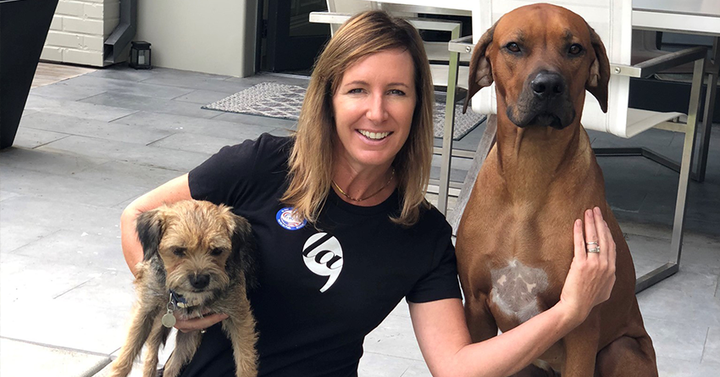 Our founder Lucy Postins and her dogs Parker and Rowan.