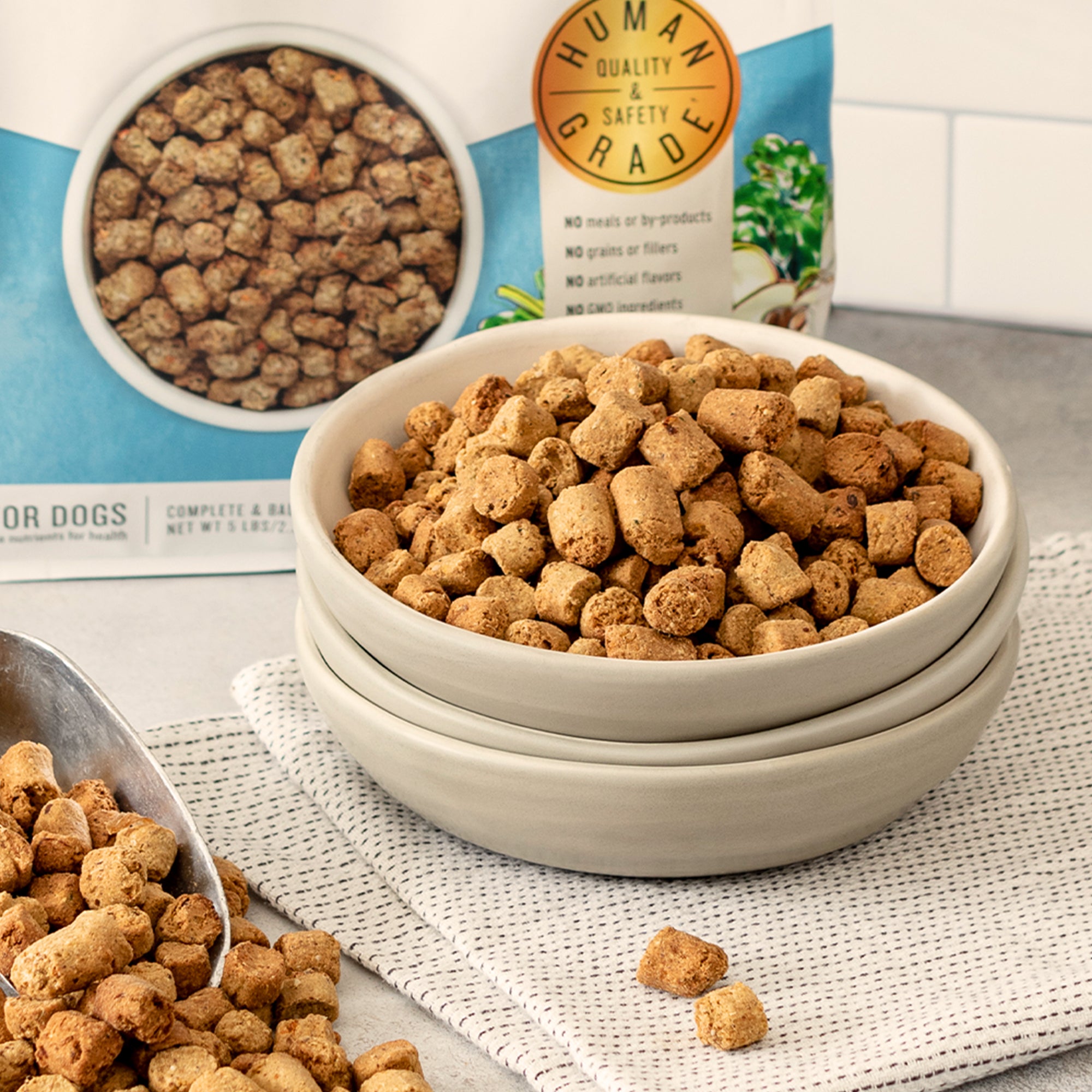 human grade kibble for dogs and cats
