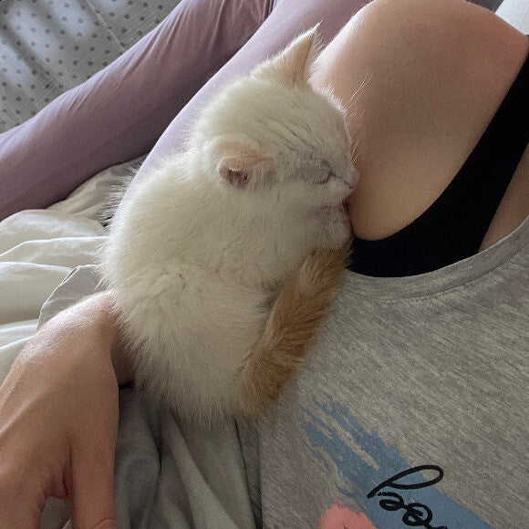 Sleeping on Mommy, after a long first day at home! He is so happy to be home and loves his Mommy and his home!