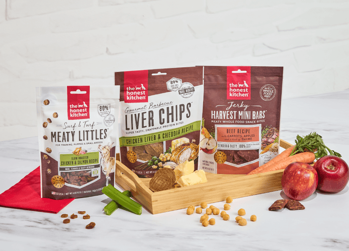 The Honest Kitchens Meaty Treats  on a white background. About The Honest Kitchen.