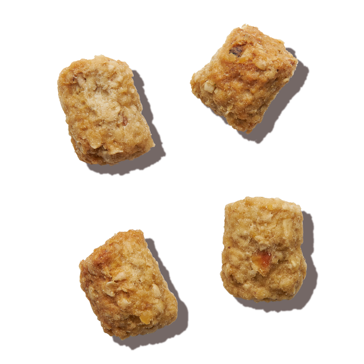 Four pieces of The Honest Kitchen's Whole Food Clusters dry cat food.