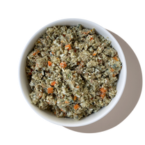 Bowl of fresh cat food. Dehydrated cat food from the honest kitchen.