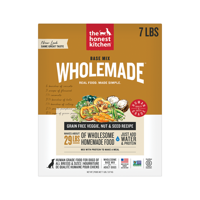 Wholemade Base Mix Dehydrated Dog Food from The Honest Kitchen Grain Free Veggie, Nut & Seed Recipe 