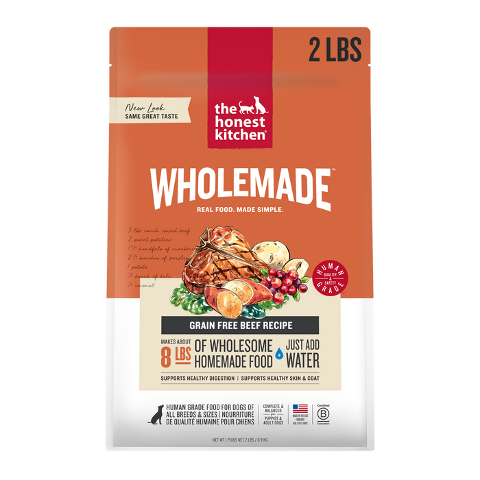 Wholemade Dehydrated Dog Food from The Honest Kitchen Grain Free Beef Recipe 