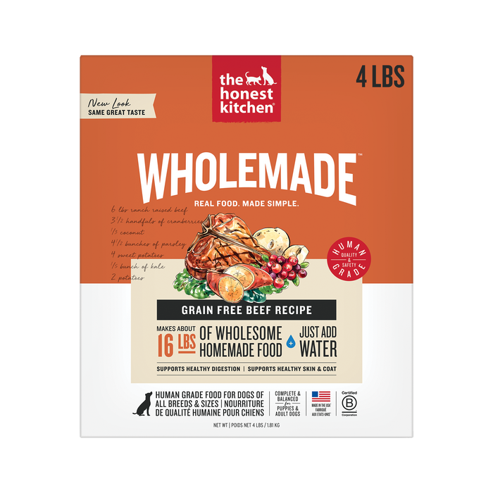 Wholemade Dehydrated Dog Food from The Honest Kitchen Grain Free Beef Recipe 