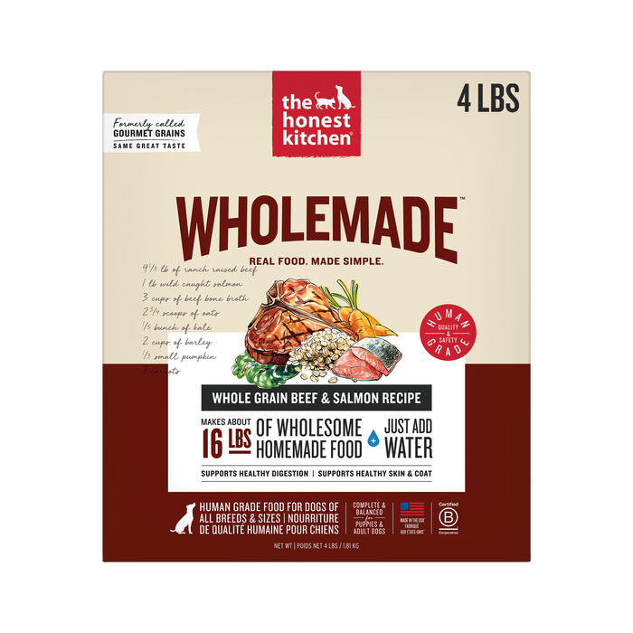 Wholemade Dehydrated Dog Food from The Honest Kitchen Whole Grain Beef & Salmon Recipe 