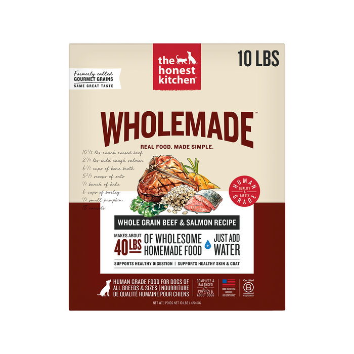Wholemade Dehydrated Dog Food from The Honest Kitchen Whole Grain Beef & Salmon Recipe 