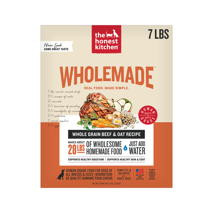 Wholemade Dehydrated Dog Food from The Honest Kitchen Whole Grain Beef & Oat Recipe 