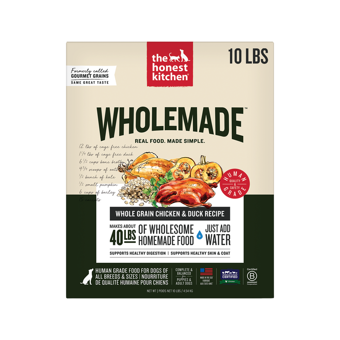 Wholemade Dehydrated Dog Food Whole Grain Chicken & Duck Recipe from The Honest Kitchen 