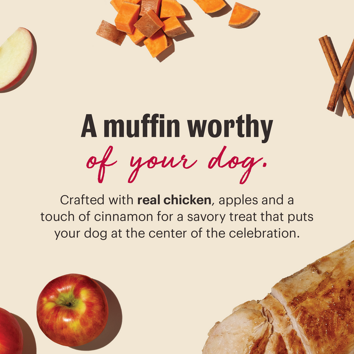 A muffin worthy of your dog. Made with real chicken, apples and a touch of cinnamon. |&nbsp;&nbsp;Human grade baking mixes for dogs from The Honest Kitchen.