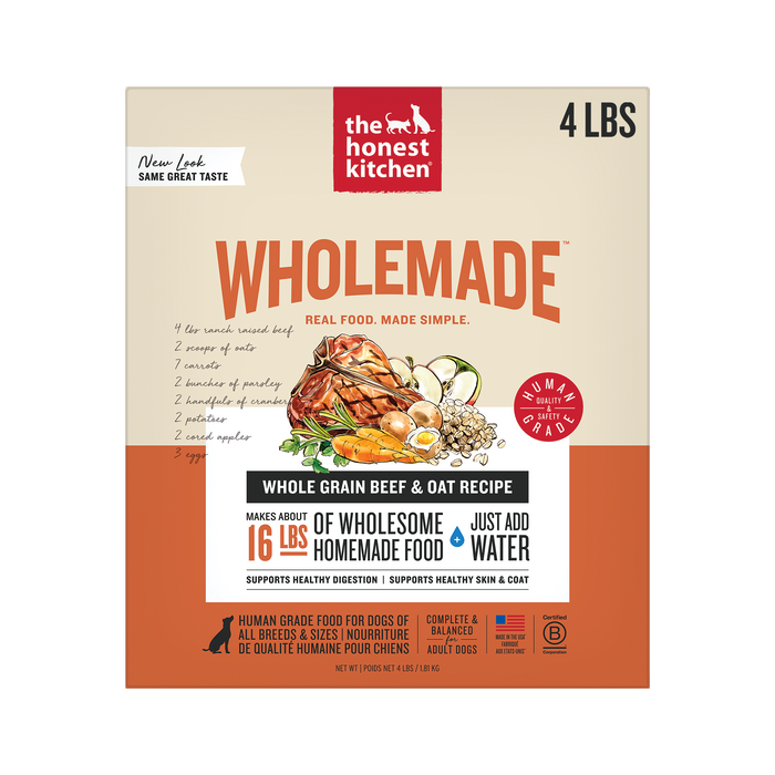 Wholemade Dehydrated Dog Food from The Honest Kitchen Whole Grain Beef &amp; Oat Recipe 