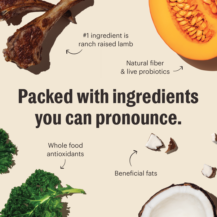 Packed with Ingredient You Can Pronounce - Highlight of Ingredients in Grain Free Lamb &amp; Superfoods Gourmet Whole Food Clusters