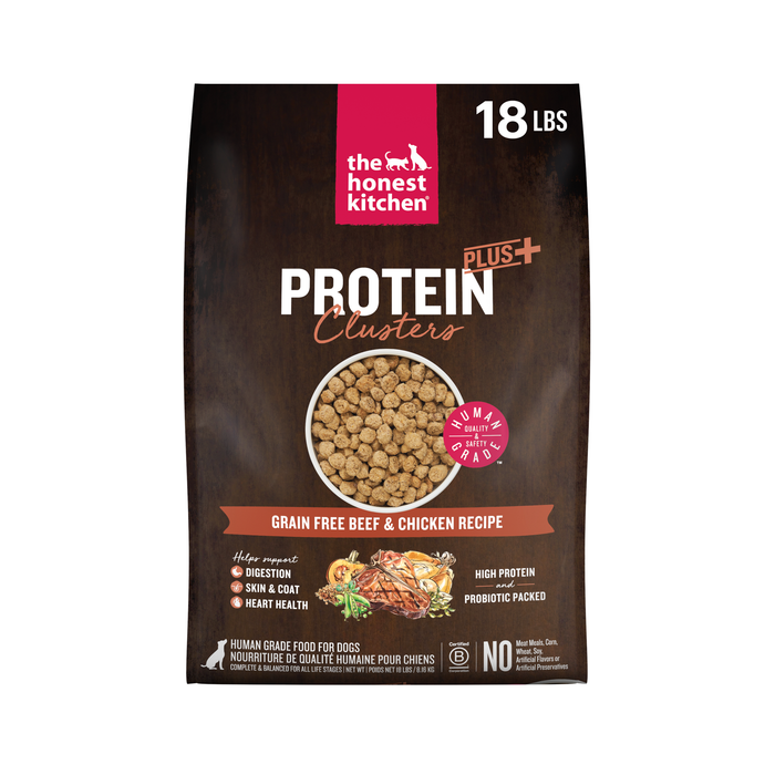 The Honest Kitchen Protein Plus Clusters Grain Free Beef &amp; Chicken Recipe High Protein Human Grade Dry Dog Food 