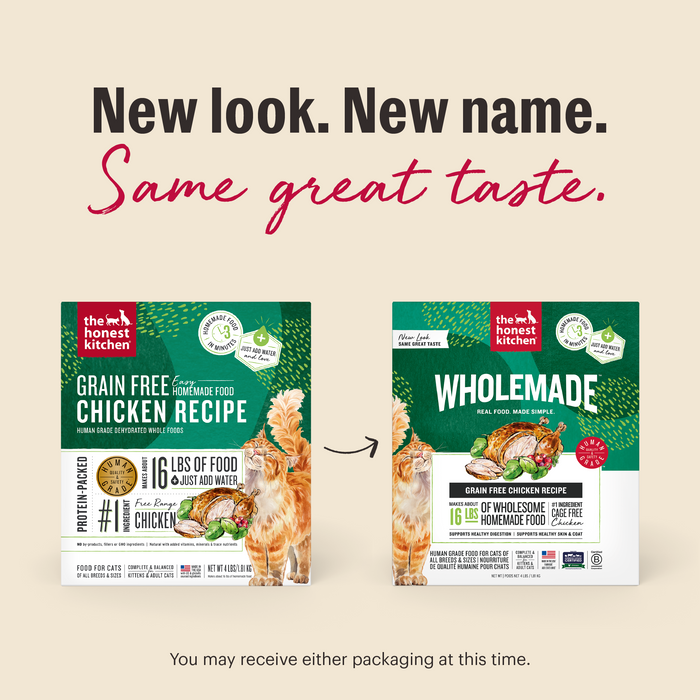 Wholemade Dehydrated Cat Food From The Honest Kitchen | New Look. New Name. Same Great Taste.