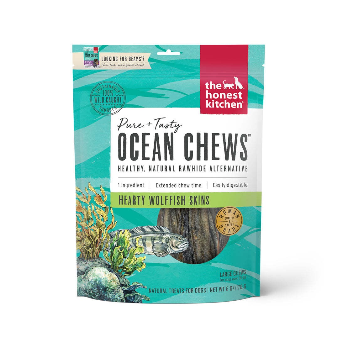 Ocean Chews Hearty Wolffish Skins Beams