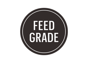 Circular logo with 'FEED GRADE' text on a white background