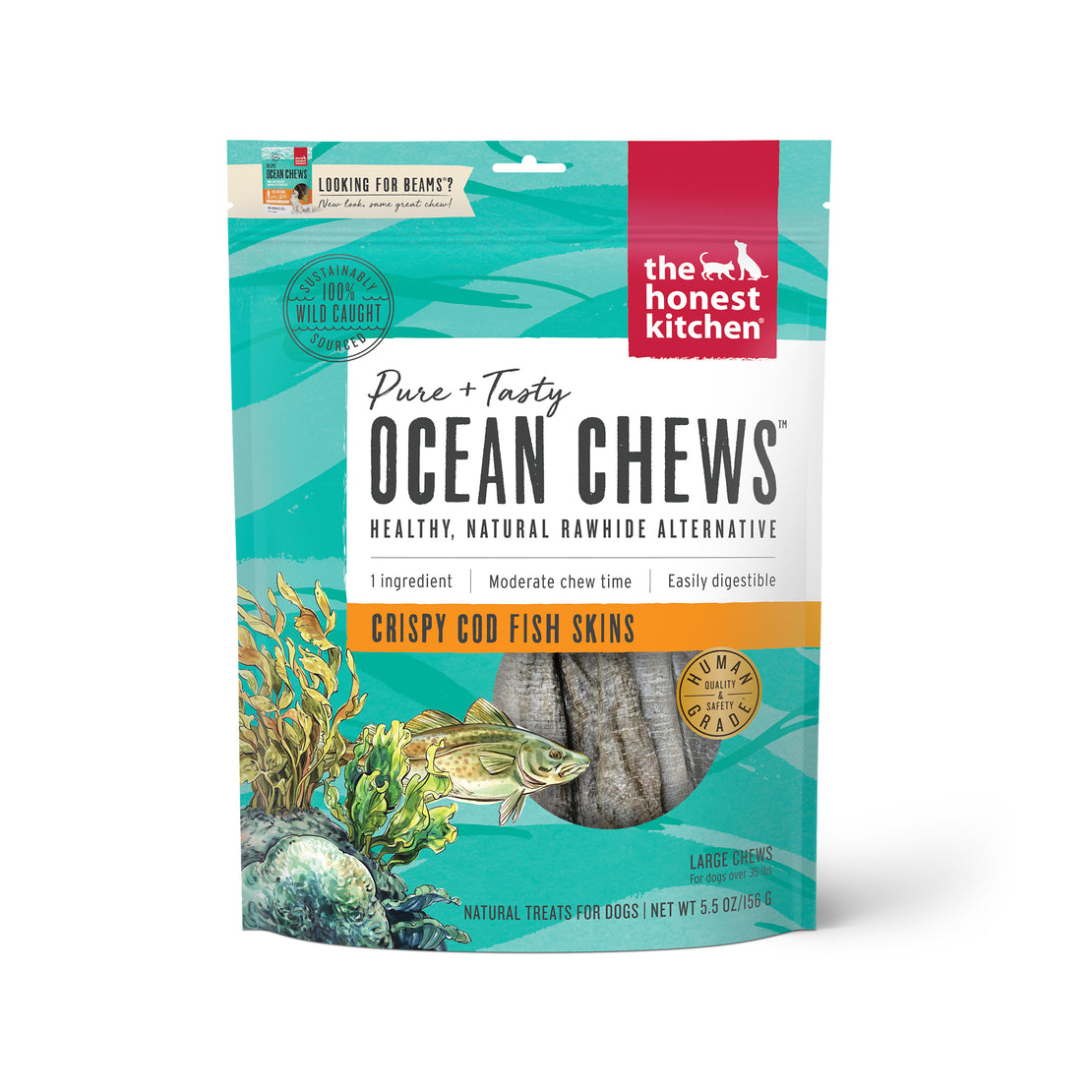 Ocean Chews Crispy Cod Fish Skins Beams