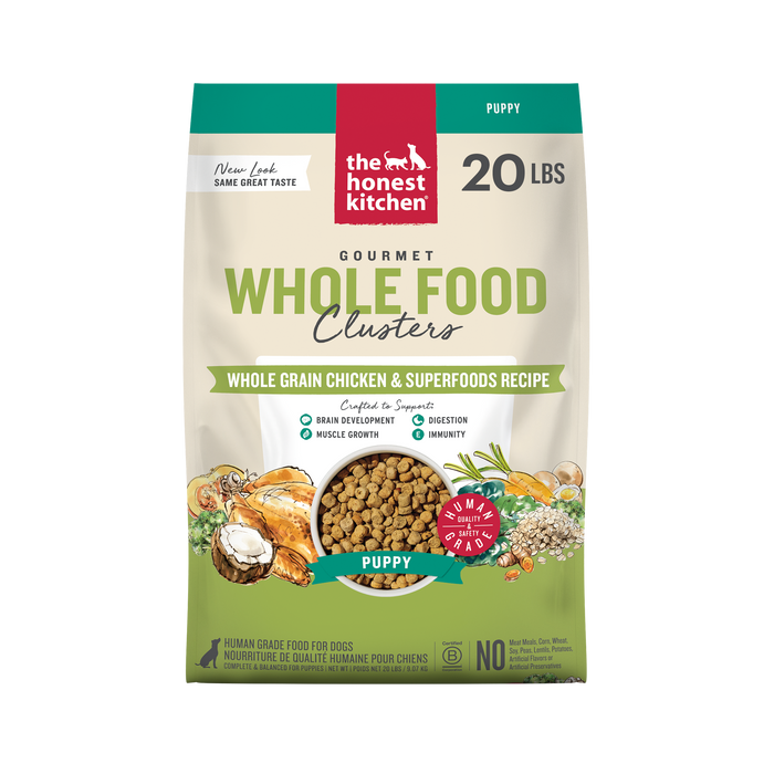 The Honest Kitchen Whole Food Clusters Whole Grain Chicken &amp; Superfoods Recipe for Puppies Human Grade Dry Dog Food 