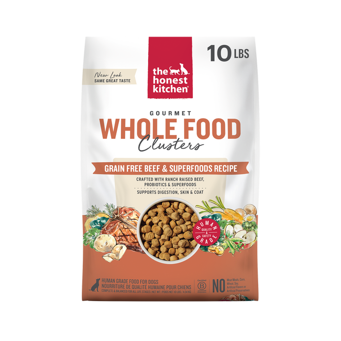 The Honest Kitchen Whole Food Clusters Grain Free Beef &amp; Superfoods Recipe Human Grade Dry Dog Food