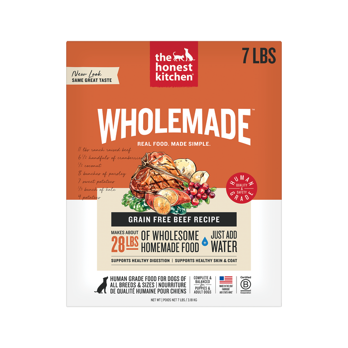 Wholemade Dehydrated Dog Food from The Honest Kitchen Grain Free Beef Recipe 