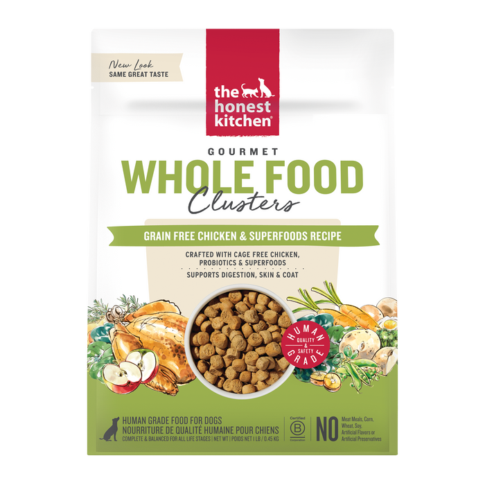 The Honest Kitchen Whole Food Clusters Grain Free Chicken &amp; Superfoods Recipe Human Grade Dry Dog Food 