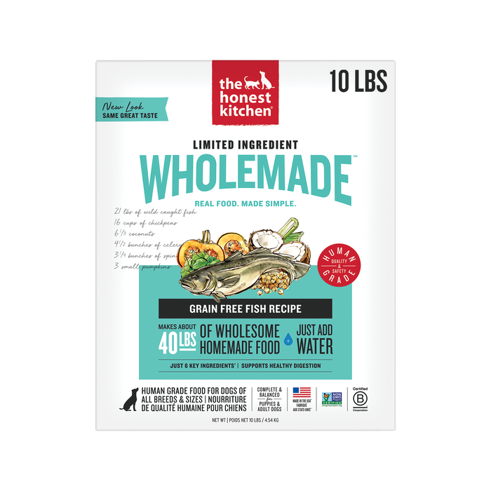 Wholemade Limited Ingredient Dehydrated Dog Food from The Honest Kitchen Grain Free Fish Recipe 