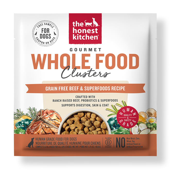 The Honest Kitchen Whole Food Clusters Whole Grain Beef &amp; Superfoods Recipe Human Grade Dry Dog Food 