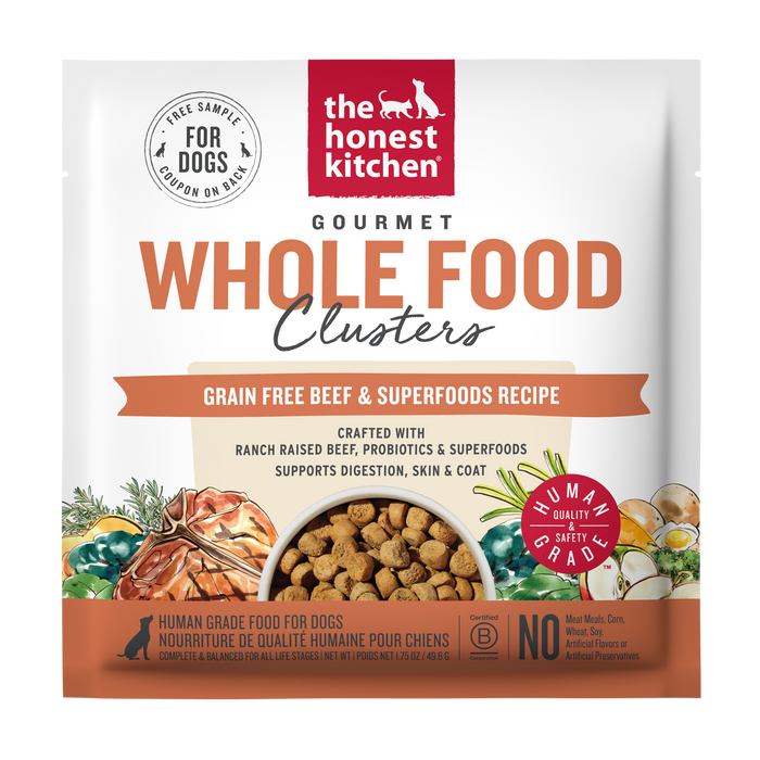 The Honest Kitchen Whole Food Clusters Grain Free Beef &amp; Superfoods Recipe Human Grade Dry Dog Food