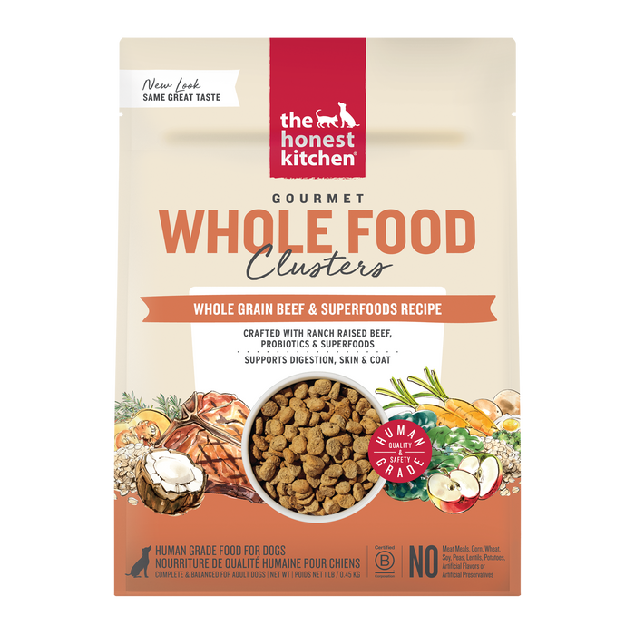 The Honest Kitchen Whole Food Clusters Whole Grain Beef &amp; Superfoods Recipe Human Grade Dry Dog Food