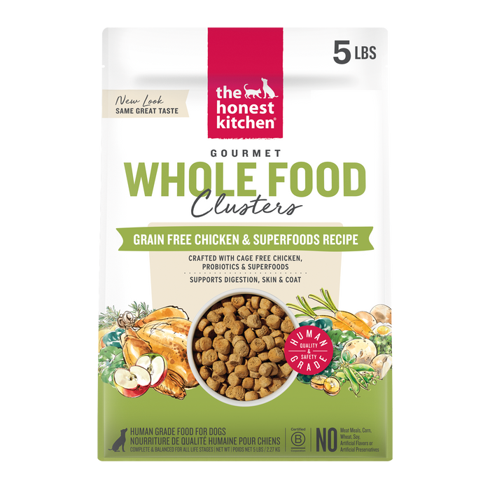 The Honest Kitchen Whole Food Clusters Grain Free Chicken &amp; Superfoods Recipe Human Grade Dry Dog Food 