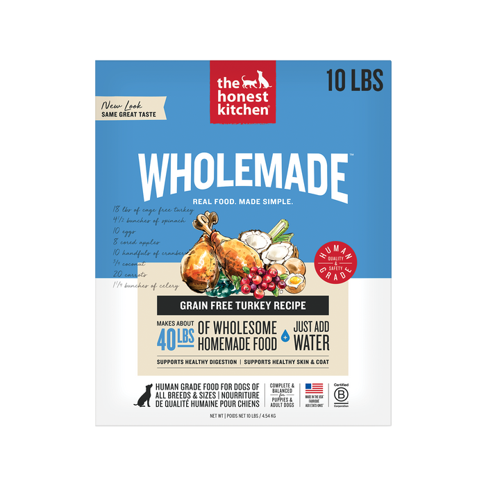 Wholemade Dehydrated Dog Food from The Honest Kitchen Grain Free Turkey Recipe 
