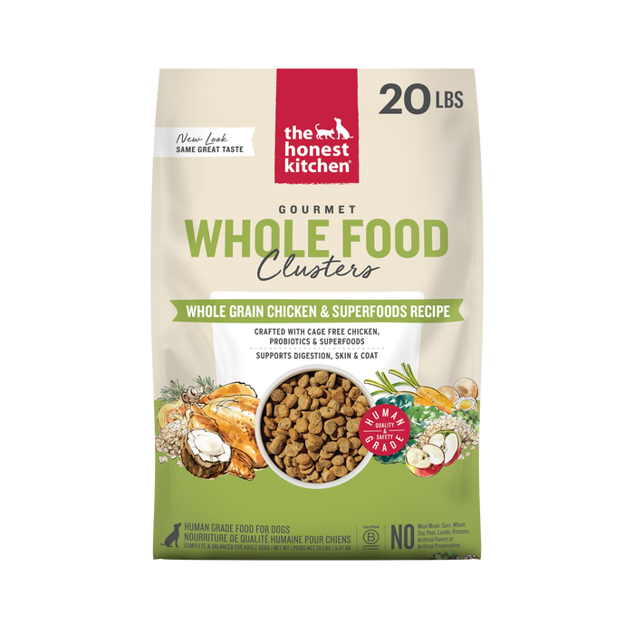 The Honest Kitchen Whole Food Clusters Whole Grain Chicken &amp; Superfoods Recipe Human Grade Dry Dog Food 