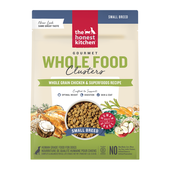 The Honest Kitchen Whole Food Clusters Grain Free Beef &amp; Superfoods Recipe for Small Breeds Human Grade Dry Dog Food