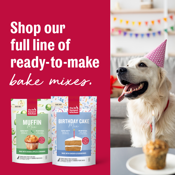 Shop our full line of ready-to-make bake mixes |&nbsp;&nbsp;Human grade baking mixes for dogs from The Honest Kitchen.