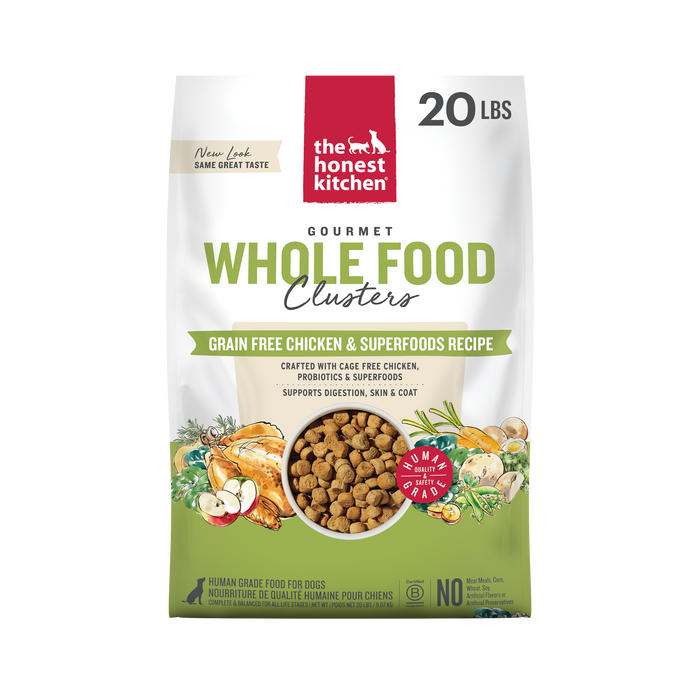 The Honest Kitchen Whole Food Clusters Grain Free Chicken &amp; Superfoods Recipe Human Grade Dry Dog Food 