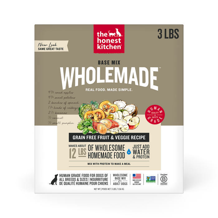 Wholemade Base Mix Dehydrated Dog Food from The Honest Kitchen Grain Free Fruit &amp; Veggie Recipe 