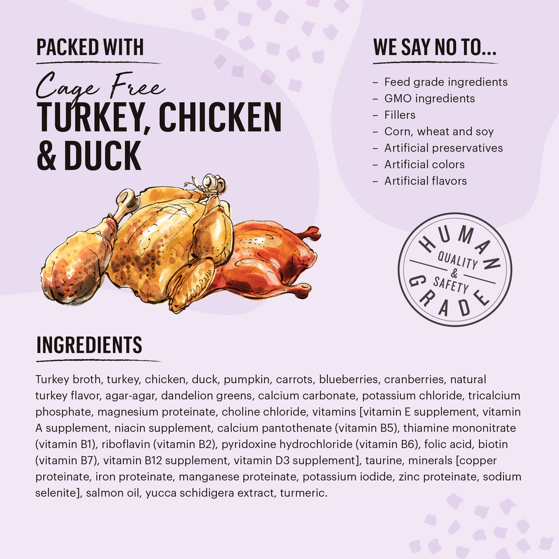 Minced Turkey, Chicken & Duck in Bone Broth Gravy